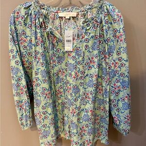 NWT Loft Floral Peasant 3/4 Top Large